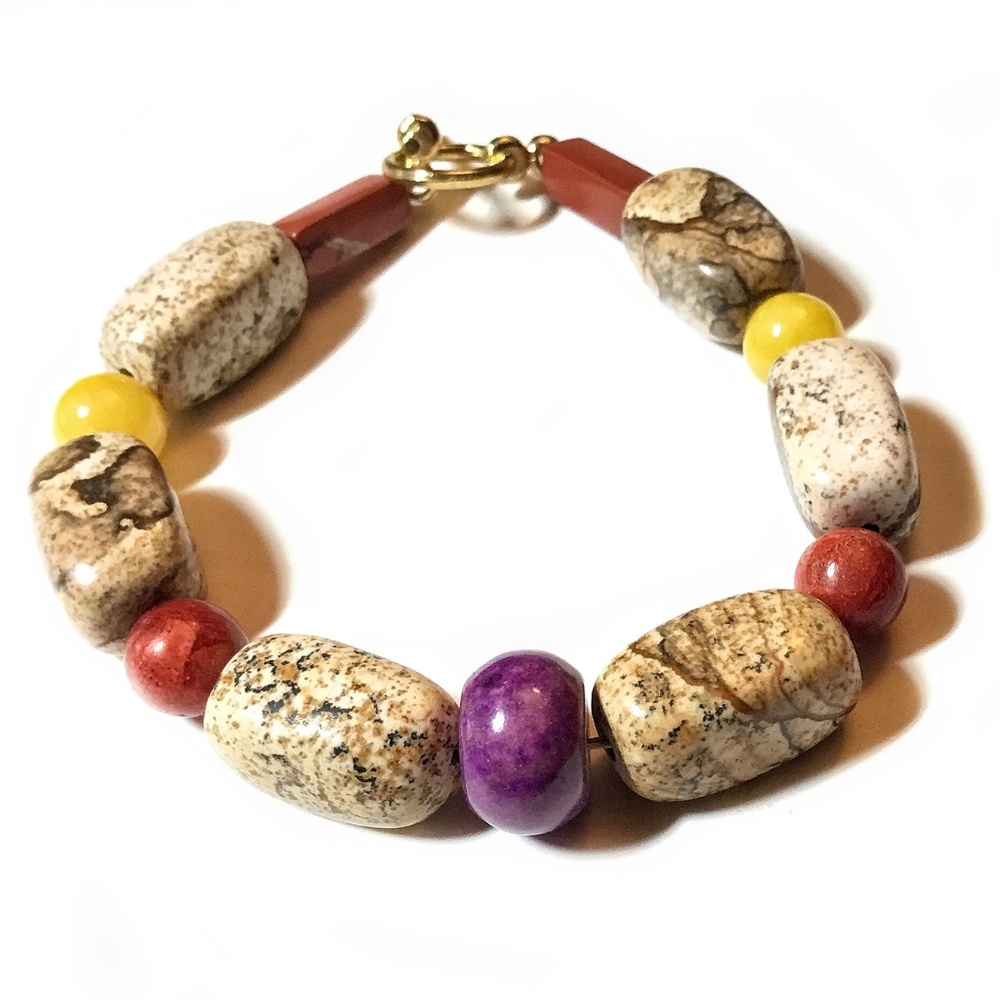 Multi Gemstone Bead Toggle Bracelet - image 1